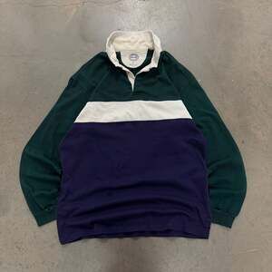 Vintage USA Made Allen Solly Rugby Shirt Colorblock Green Purple White